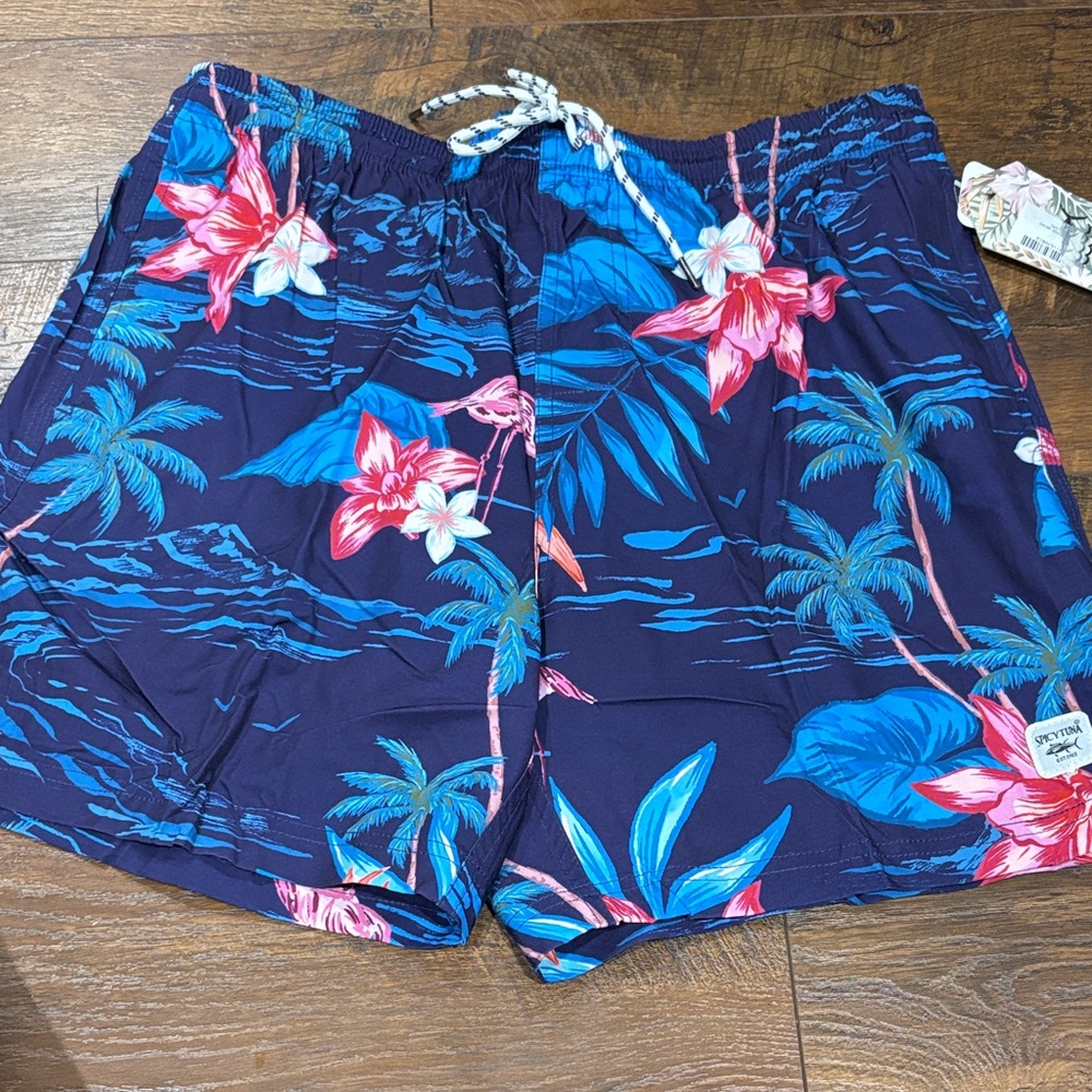 Spicy tuna Tropical Blue Floral Men's Swim Shorts xl